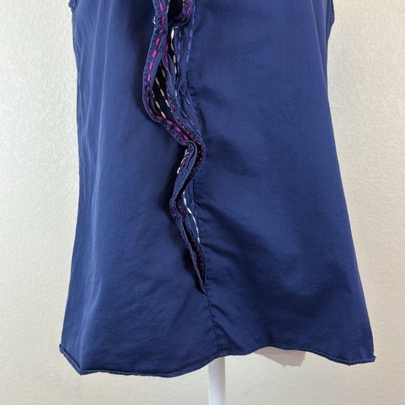 Parker Kaylee Navy Blue Ruffle Detail Women's Top Size Small - Picture 5 of 9